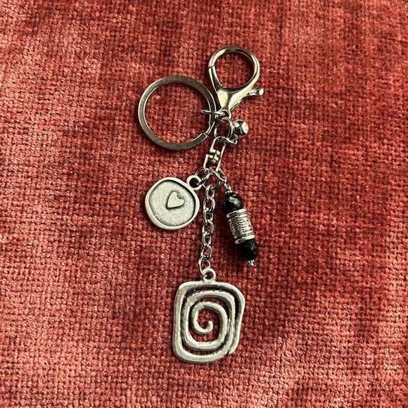 SPIRAL Bag Charm Silver Tone ୭ - Picture 3 of 7
